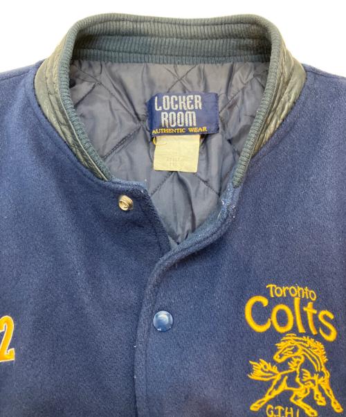LOCKER ROOM（ロッカールーム）LOCKER ROOM (ロッカールーム) 袖レザースタジャン ネイビー サイズ:XXLの古着・服飾アイテム