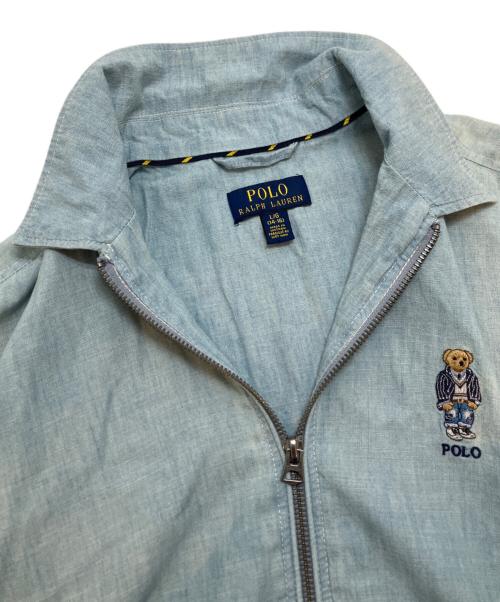 POLO RALPH LAUREN（ポロ・ラルフローレン）POLO RALPH LAUREN (ポロ・ラルフローレン) ポロベアシャンブレージップアップブルゾン ブルー サイズ:L(14-16)の古着・服飾アイテム
