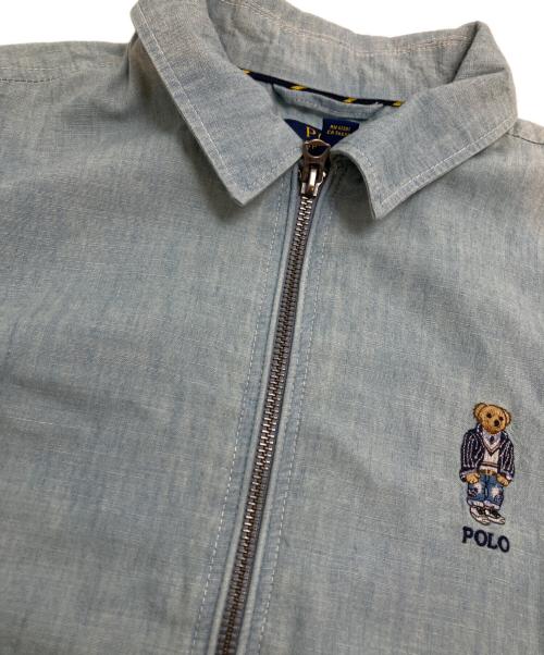 POLO RALPH LAUREN（ポロ・ラルフローレン）POLO RALPH LAUREN (ポロ・ラルフローレン) ポロベアシャンブレージップアップブルゾン ブルー サイズ:L(14-16)の古着・服飾アイテム