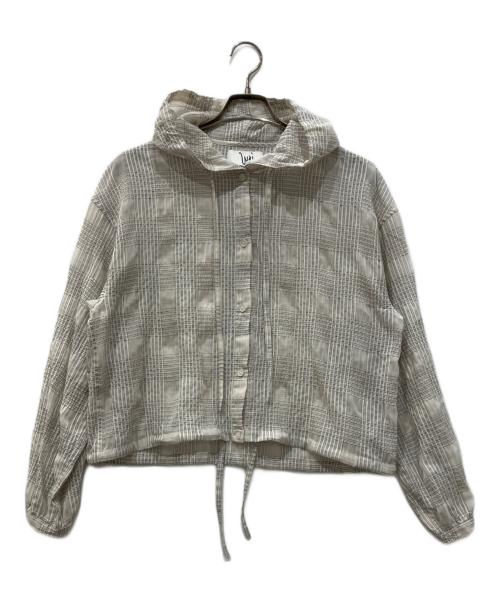 Wai+（ワイ）Wai+ (ワイ) シアー チェック フーディー シャツ グレー サイズ:ONE SIZEの古着・服飾アイテム