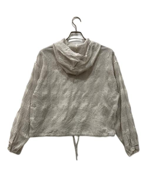 Wai+（ワイ）Wai+ (ワイ) シアー チェック フーディー シャツ グレー サイズ:ONE SIZEの古着・服飾アイテム