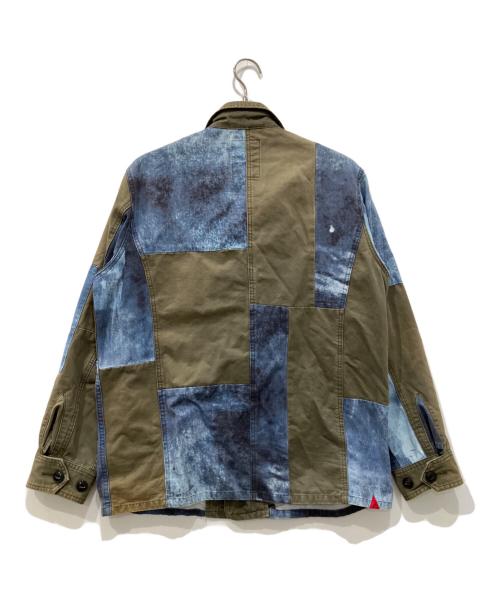 Denham（デンハム）Denham (デンハム) パッチワークドッキングミリタリージャケット カーキ×インディゴ サイズ:Sの古着・服飾アイテム