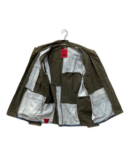 Denham（デンハム）Denham (デンハム) パッチワークドッキングミリタリージャケット カーキ×インディゴ サイズ:Sの古着・服飾アイテム