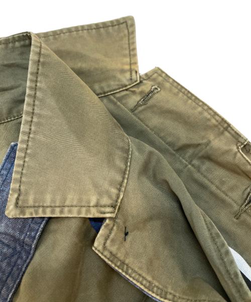 Denham（デンハム）Denham (デンハム) パッチワークドッキングミリタリージャケット カーキ×インディゴ サイズ:Sの古着・服飾アイテム