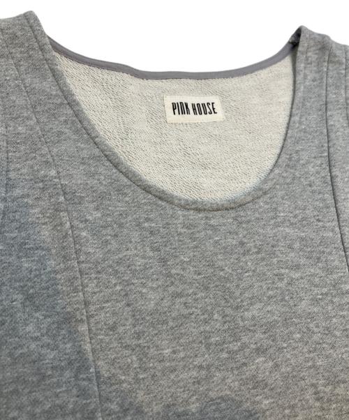 PINK HOUSE（ピンクハウス）PINK HOUSE (ピンクハウス) ロゴパッチスウェットノースリーブワンピース グレー サイズ:Freeの古着・服飾アイテム