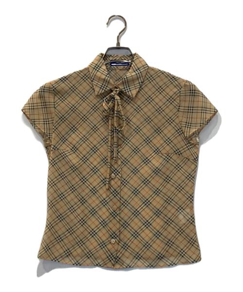 BURBERRY BLUE LABEL（バーバリー ブルー レーベル）BURBERRY BLUE LABEL (バーバリー ブルー レーベル) 半袖チェックシャツ ベージュ サイズ:38の古着・服飾アイテム