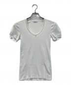 BRUNELLO CUCINELLIブルネロクチネリ）の古着「モニーレ装飾UネックTシャツ」｜ホワイト