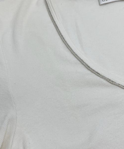 BRUNELLO CUCINELLI（ブルネロクチネリ）BRUNELLO CUCINELLI (ブルネロクチネリ) モニーレ装飾UネックTシャツ ホワイト サイズ:Sの古着・服飾アイテム