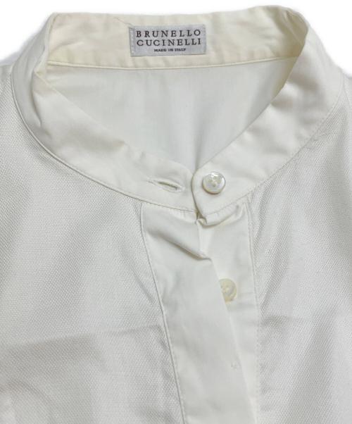 BRUNELLO CUCINELLI（ブルネロクチネリ）BRUNELLO CUCINELLI (ブルネロクチネリ) モニーレ装飾フリルノースリーブブラウス ホワイト サイズ:Sの古着・服飾アイテム