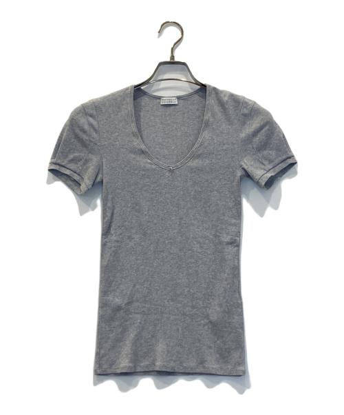 BRUNELLO CUCINELLI（ブルネロクチネリ）BRUNELLO CUCINELLI (ブルネロクチネリ) モニーレ装飾Uネックカットソー グレー サイズ:Sの古着・服飾アイテム