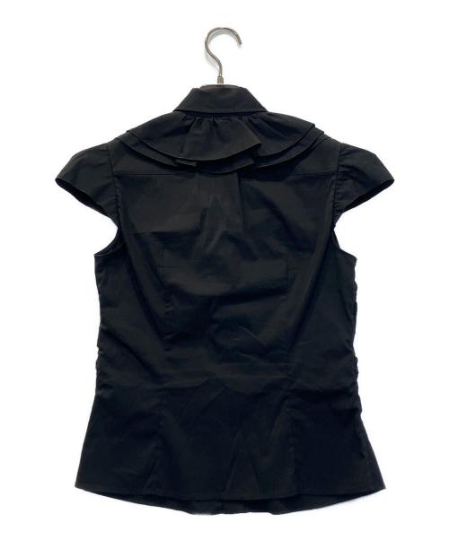 PRADA（プラダ）PRADA (プラダ) フリルノースリーブシャツ ブラック サイズ:40(M〜L)の古着・服飾アイテム