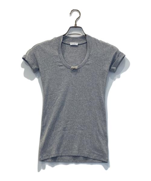 BRUNELLO CUCINELLI（ブルネロクチネリ）BRUNELLO CUCINELLI (ブルネロクチネリ) Uネックカットソー グレー サイズ:Mの古着・服飾アイテム
