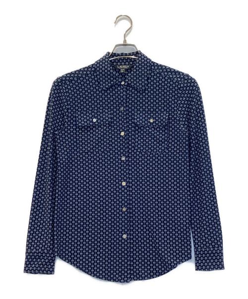 LAUREN RALPH LAUREN（ローレン ラルフ ローレン）LAUREN RALPH LAUREN (ローレン ラルフ ローレン) ジオメ柄長袖シャツ ネイビー サイズ:XSの古着・服飾アイテム