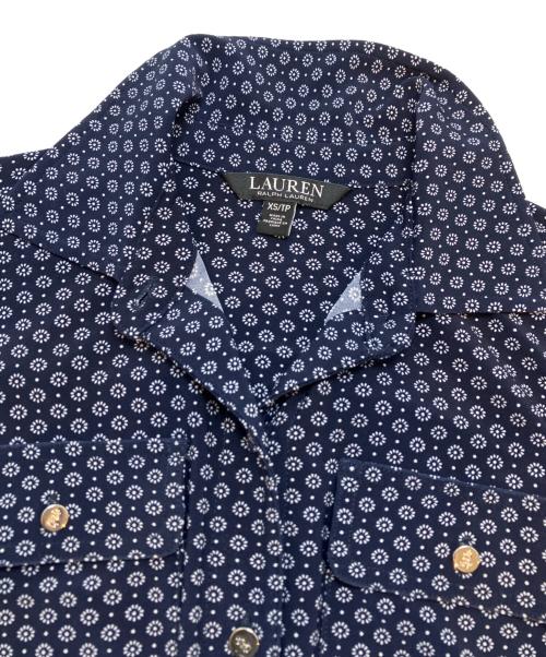 LAUREN RALPH LAUREN（ローレン ラルフ ローレン）LAUREN RALPH LAUREN (ローレン ラルフ ローレン) ジオメ柄長袖シャツ ネイビー サイズ:XSの古着・服飾アイテム