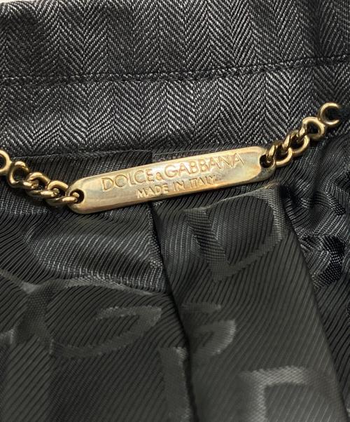 DOLCE & GABBANA（ドルチェ＆ガッバーナ）DOLCE & GABBANA (ドルチェ＆ガッバーナ) レザーパイピングテーラードジャケット グレー サイズ:48(M~Lサイズ相当)の古着・服飾アイテム