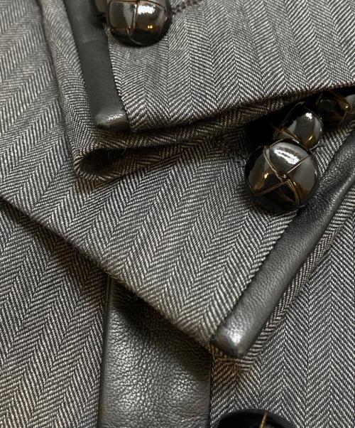 DOLCE & GABBANA（ドルチェ＆ガッバーナ）DOLCE & GABBANA (ドルチェ＆ガッバーナ) レザーパイピングテーラードジャケット グレー サイズ:48(M~Lサイズ相当)の古着・服飾アイテム