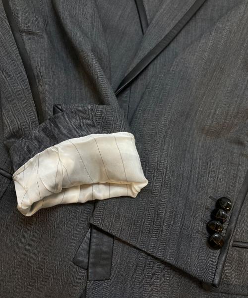 DOLCE & GABBANA（ドルチェ＆ガッバーナ）DOLCE & GABBANA (ドルチェ＆ガッバーナ) レザーパイピングテーラードジャケット グレー サイズ:48(M~Lサイズ相当)の古着・服飾アイテム