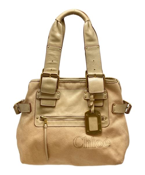 Chloe（クロエ）Chloe (クロエ) キャンバス　ロゴ　ハンドバッグ ベージュの古着・服飾アイテム