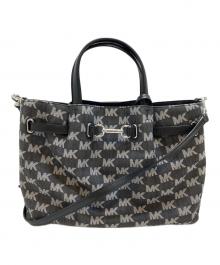 MICHAEL KORS（マイケルコース）の古着「CARSON デニム センタージップ サッチェル ミディアム」｜ブラック