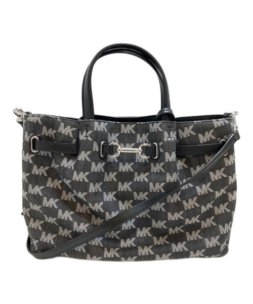 MICHAEL KORS（マイケルコース）MICHAEL KORS (マイケルコース) CARSON デニム センタージップ サッチェル ミディアム ブラック サイズ:表記なしの古着・服飾アイテム