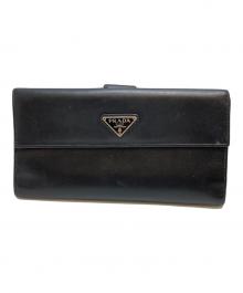PRADA（プラダ）の古着「サフィアーノメタルジップレザー長財布」｜ブラック