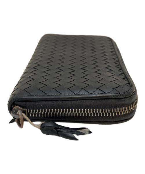 BOTTEGA VENETA（ボッテガベネタ）BOTTEGA VENETA (ボッテガベネタ) イントレチャート ラウンドジップ ウォレット ブラック サイズ:表記なしの古着・服飾アイテム