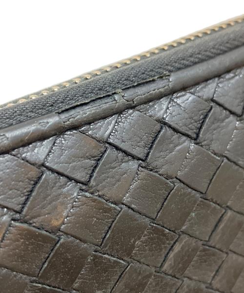 BOTTEGA VENETA（ボッテガベネタ）BOTTEGA VENETA (ボッテガベネタ) イントレチャート ラウンドジップ ウォレット ブラック サイズ:表記なしの古着・服飾アイテム
