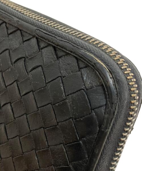 BOTTEGA VENETA（ボッテガベネタ）BOTTEGA VENETA (ボッテガベネタ) イントレチャート ラウンドジップ ウォレット ブラック サイズ:表記なしの古着・服飾アイテム