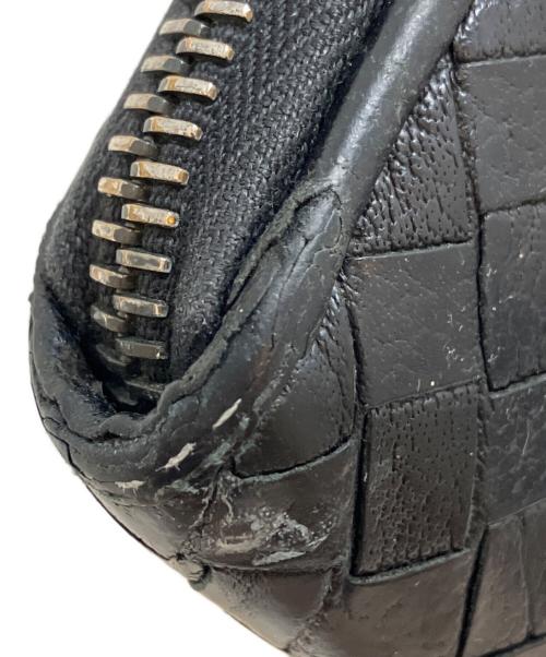 BOTTEGA VENETA（ボッテガベネタ）BOTTEGA VENETA (ボッテガベネタ) イントレチャート ラウンドジップ ウォレット ブラック サイズ:表記なしの古着・服飾アイテム