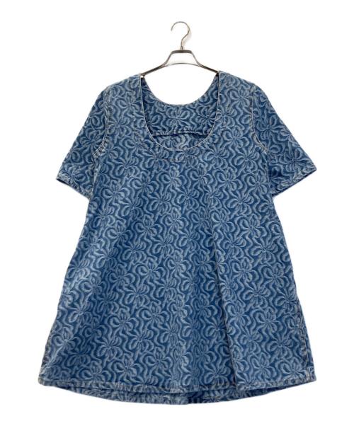GANNI（ガニー）GANNI (ガニー) ジャカードコットンデニムAラインミニドレス インディゴ サイズ:38の古着・服飾アイテム