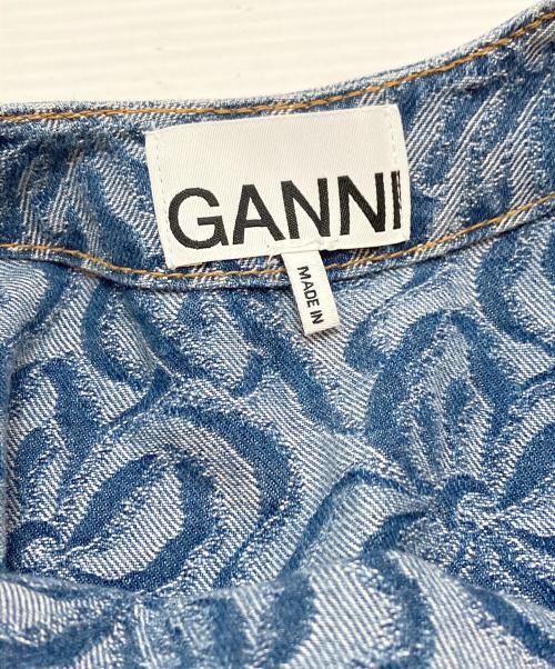 GANNI（ガニー）GANNI (ガニー) ジャカードコットンデニムAラインミニドレス インディゴ サイズ:38の古着・服飾アイテム