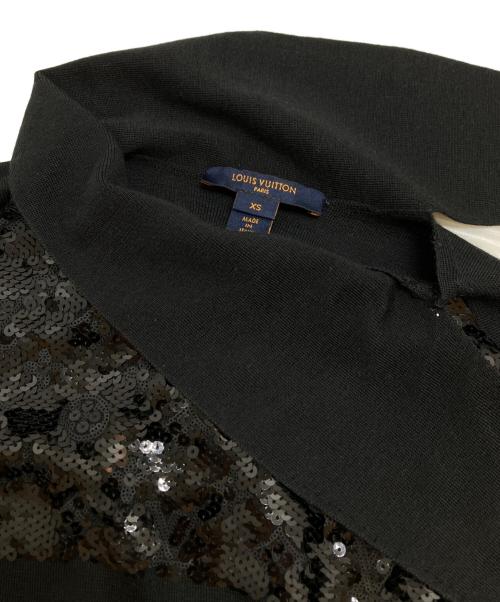 LOUIS VUITTON（ルイ ヴィトン）LOUIS VUITTON (ルイ ヴィトン) モノグラムスパンコール カシミヤ/シルク混 ベルト付 ニットワンピース ブラック サイズ:XSの古着・服飾アイテム