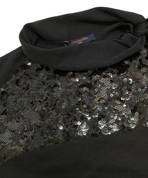 LOUIS VUITTON（ルイ ヴィトン）LOUIS VUITTON (ルイ ヴィトン) モノグラムスパンコール カシミヤ/シルク混 ベルト付 ニットワンピース ブラック サイズ:XSの古着・服飾アイテム