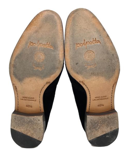 POLPETTA（ポルペッタ）POLPETTA (ポルペッタ) スエードモンクストラップレザーシューズ ブラック サイズ:401/2の古着・服飾アイテム