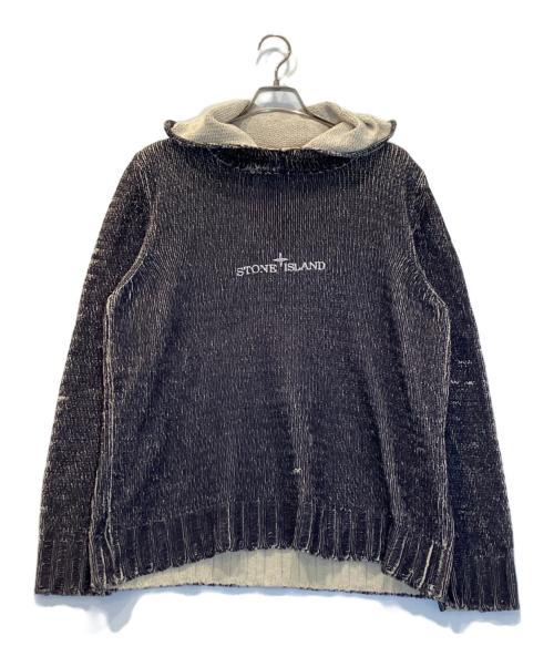 STONE ISLAND（ストーンアイランド）STONE ISLAND (ストーンアイランド) Sublimation Chenille Knit Hoodie ブラック サイズ:XLの古着・服飾アイテム