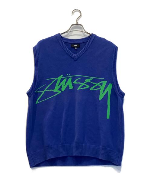 stussy（ステューシー）stussy (ステューシー) ニットベスト ネイビー サイズ:Lの古着・服飾アイテム