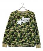 A BATHING APEアベイシングエイプ）の古着「ABC CAMO BAPE STA LS TEE」｜グリーン