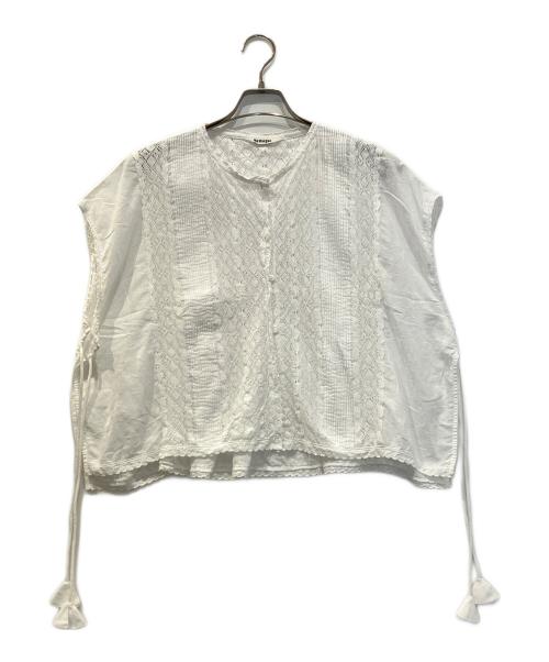tumugu（ツムグ）tumugu (ツムグ) コットンリネンボイルレースベスト ホワイト サイズ:Freeの古着・服飾アイテム