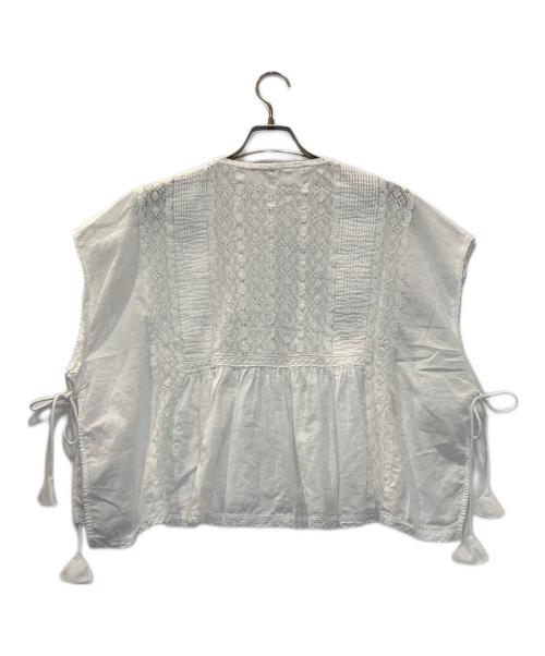 tumugu（ツムグ）tumugu (ツムグ) コットンリネンボイルレースベスト ホワイト サイズ:Freeの古着・服飾アイテム