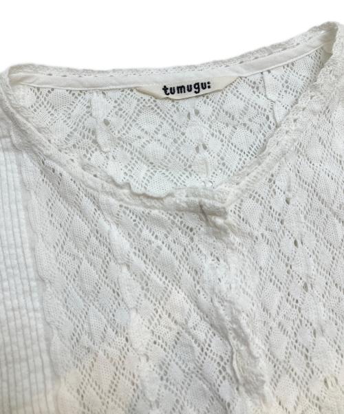 tumugu（ツムグ）tumugu (ツムグ) コットンリネンボイルレースベスト ホワイト サイズ:Freeの古着・服飾アイテム