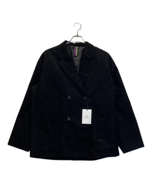 PS Paul Smith（ＰＳポールスミス）PS Paul Smith (ＰＳポールスミス) コーデュロイ ダブルブレスト ジャケット ブラック サイズ:Lの古着・服飾アイテム