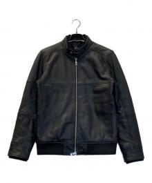 AKM（エーケーエム）の古着「ラムレザーシングルライダースジャケット」｜ブラック
