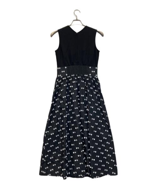 UNITED ARROWS（ユナイテッドアローズ）UNITED ARROWS (ユナイテッドアローズ) リボン カットジャカード コンビ ワンピース ブラック サイズ:36の古着・服飾アイテム