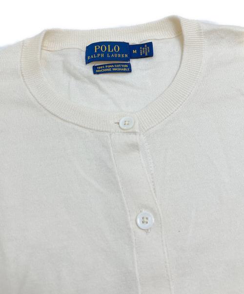 POLO RALPH LAUREN（ポロ・ラルフローレン）POLO RALPH LAUREN (ポロ・ラルフローレン) ポニー刺繍丸首カーディガン アイボリー サイズ:Mの古着・服飾アイテム