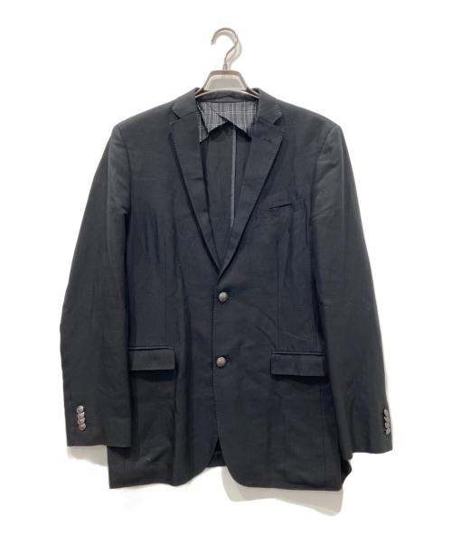 BURBERRY BLACK LABEL（バーバリーブラックレーベル）BURBERRY BLACK LABEL (バーバリーブラックレーベル) コットンリネンテーラードジャケット ブラック サイズ:LLの古着・服飾アイテム