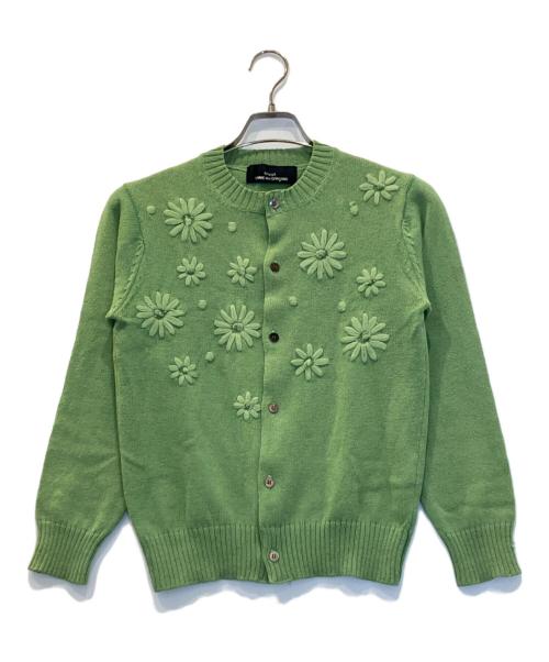 tricot COMME des GARCONS（トリココムデギャルソン）tricot COMME des GARCONS (トリココムデギャルソン) フラワー刺繍ウールカーディガン 黄緑 サイズ:表記なしの古着・服飾アイテム