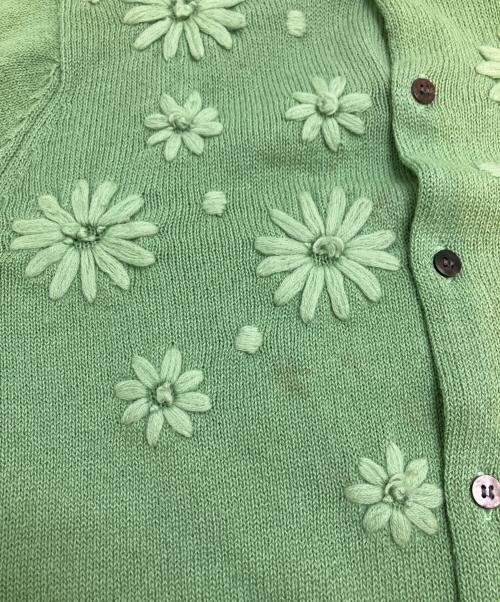 tricot COMME des GARCONS（トリココムデギャルソン）tricot COMME des GARCONS (トリココムデギャルソン) フラワー刺繍ウールカーディガン 黄緑 サイズ:表記なしの古着・服飾アイテム
