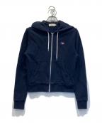 maison kitsuneメゾンキツネ）の古着「トリコロールフォックスパッチ ジップパーカー」｜ネイビー