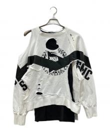DIESEL（ディーゼル）の古着「クラッシュレイヤードスウェット」｜ホワイト