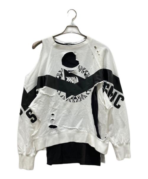DIESEL（ディーゼル）DIESEL (ディーゼル) クラッシュレイヤードスウェット ホワイト サイズ:ＸＳの古着・服飾アイテム